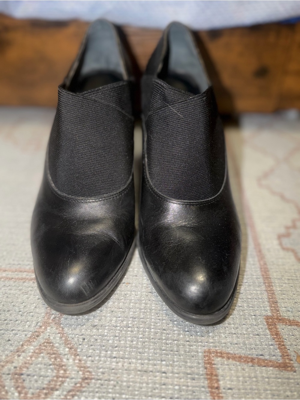 Franco Sarto Black Slip-On Ankle Booties